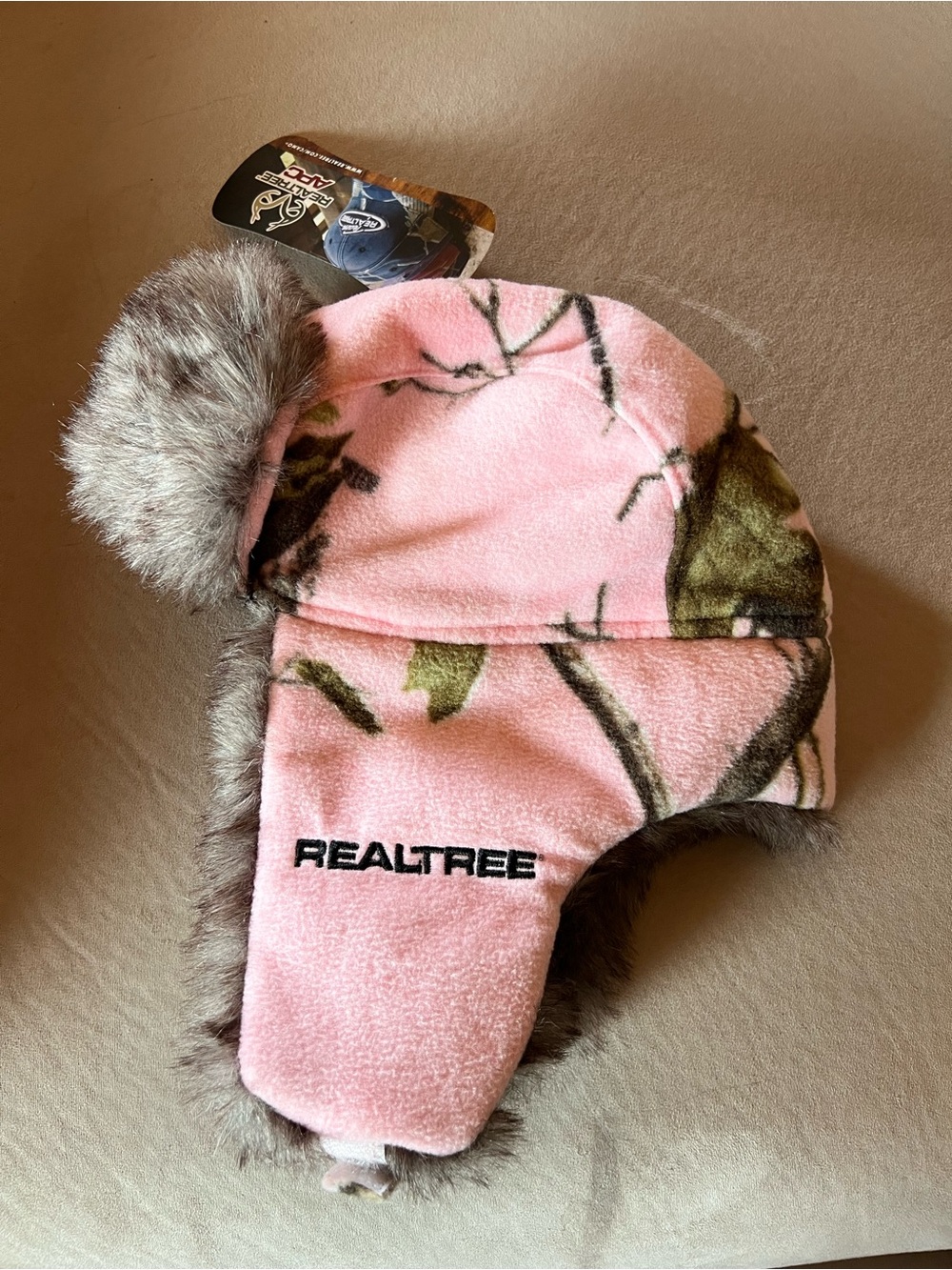 Realtree Pink Camo Trapper Hat Faux Fur Ear Flaps New With Tags Outdoor Winter